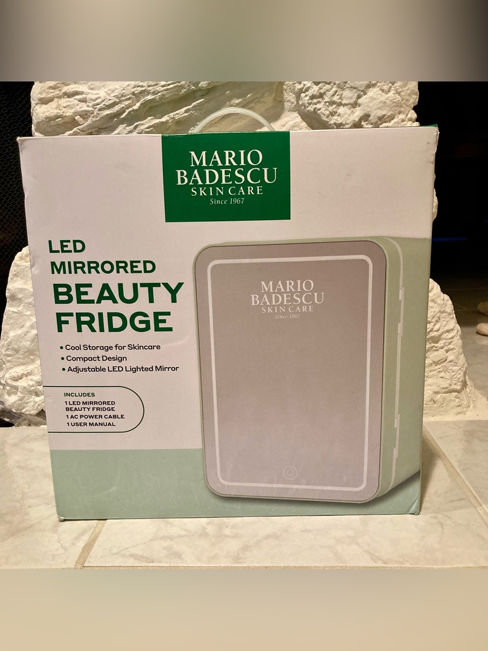 New in box Mario Badescu LED Mirrored Beauty Fridge